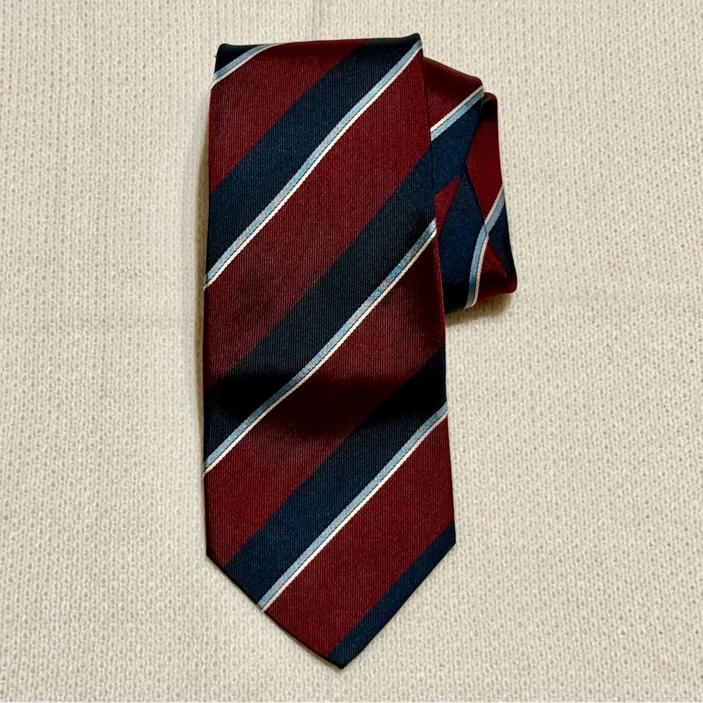 Pierre Cardin Bold Red and Navy‎ Striped Tie 100% silk made in Italy